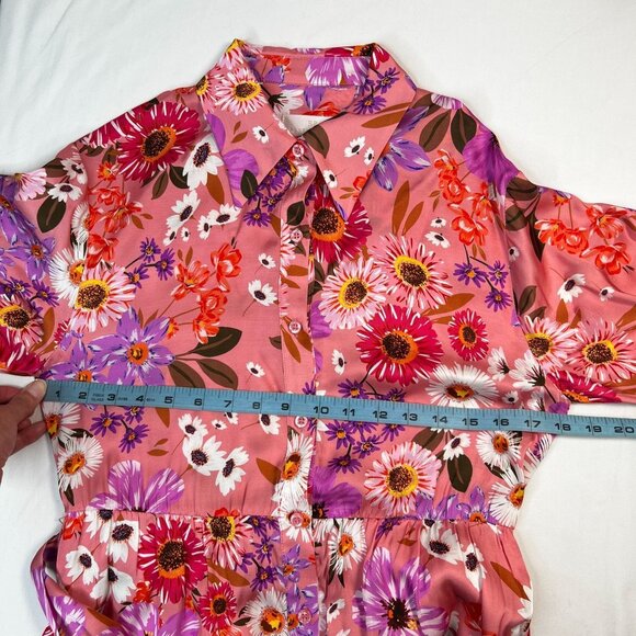 Rachel Parcell Belted Floral Long Sleeve Tiered Shirtdress Botanical Floral 4 - Picture 11 of 16